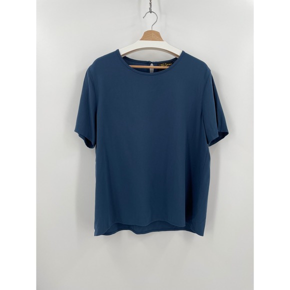 Toni Garment for CC Magic Tops - Toni Garment CC Magic Vintage Blouse M Slate Blue Short Sleeve Shirt Keyhole